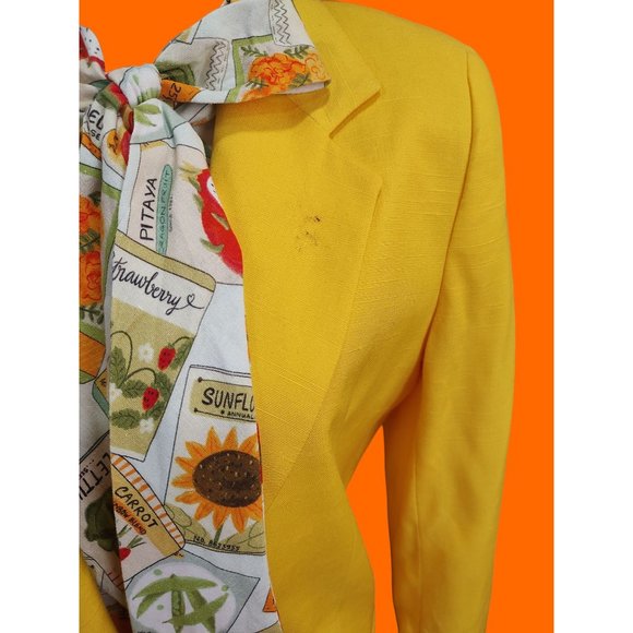 1980's Golden Yellow Saddlebred Linen Skirt Suit - Picture 7 of 16